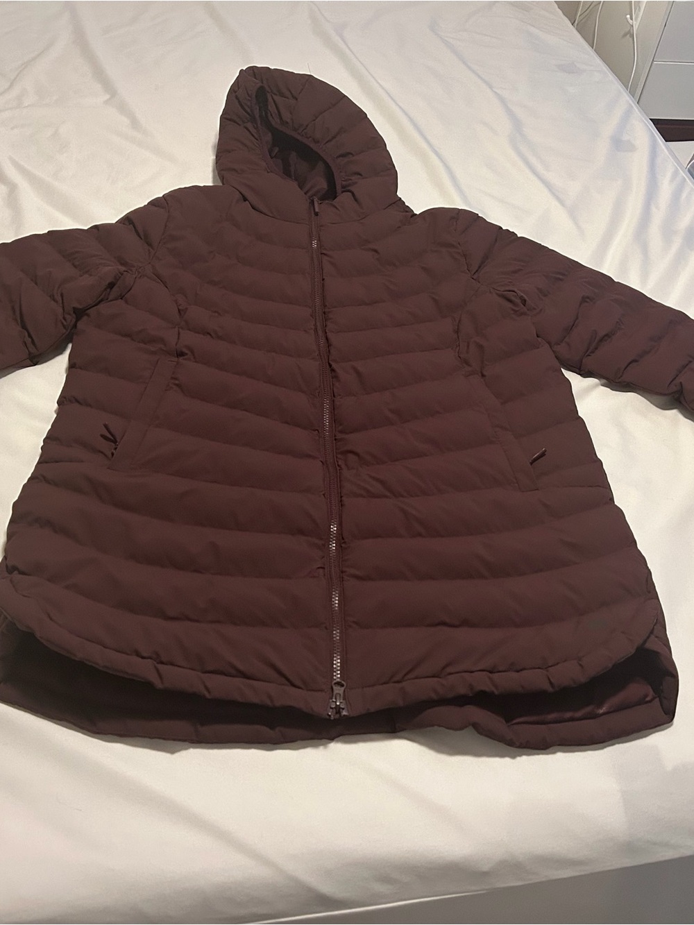 Women's Hooded Puffer Jacket in Dark Brown